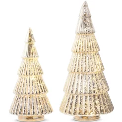 Raz Imports Raz 11.5" Lighted Champagne Ribbed Glass Trees Christmas Decoration 4324551 Best