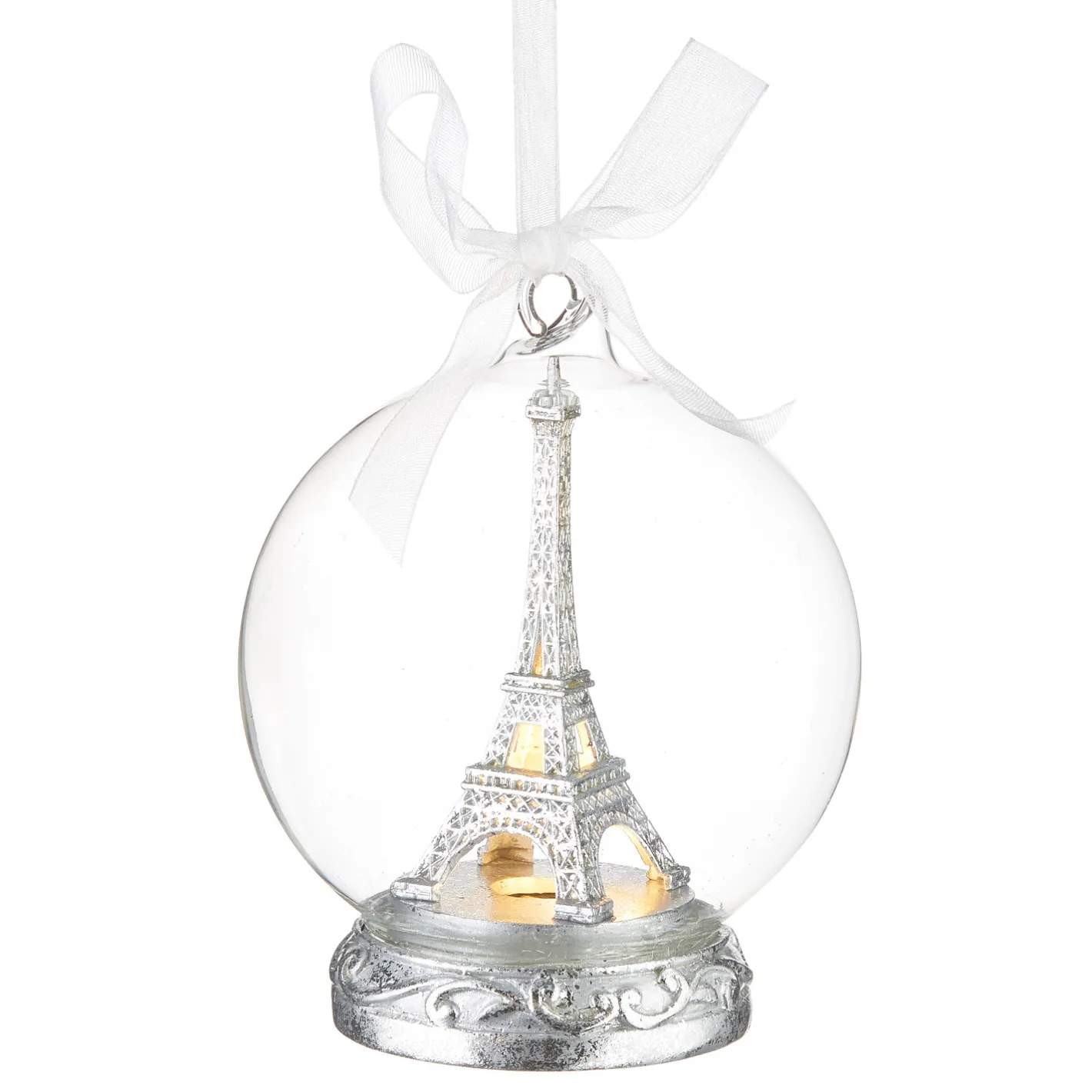 Raz Imports Raz 5" Lighted Eiffel Tower Globe Glass Christmas Ornament 4220019 Outlet