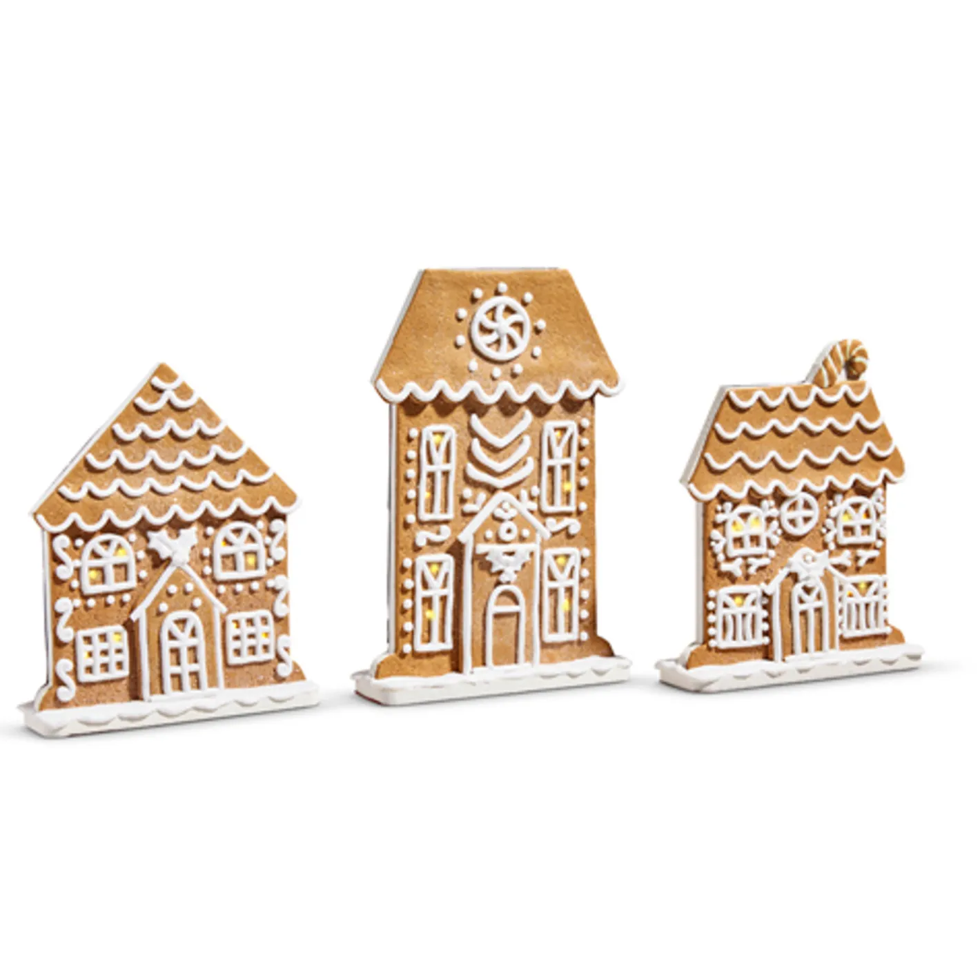 Raz Imports Raz 10.5" Lighted Flat Gingerbread House Christmas Decoration Set of 3 4416266 Discount