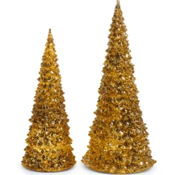 Raz Imports Raz 15.25" Lighted Gold Trees Christmas Decoration 4550519 New