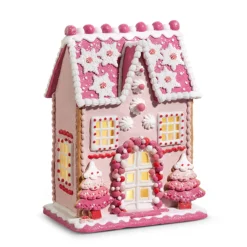 Raz Imports Raz 13" Lighted Pink Christmas Gingerbread House Decoration 4416187 Sale