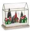 Raz Imports Raz 12.75" Lighted Red and Green House in Terrarium Christmas Decoration 4515559