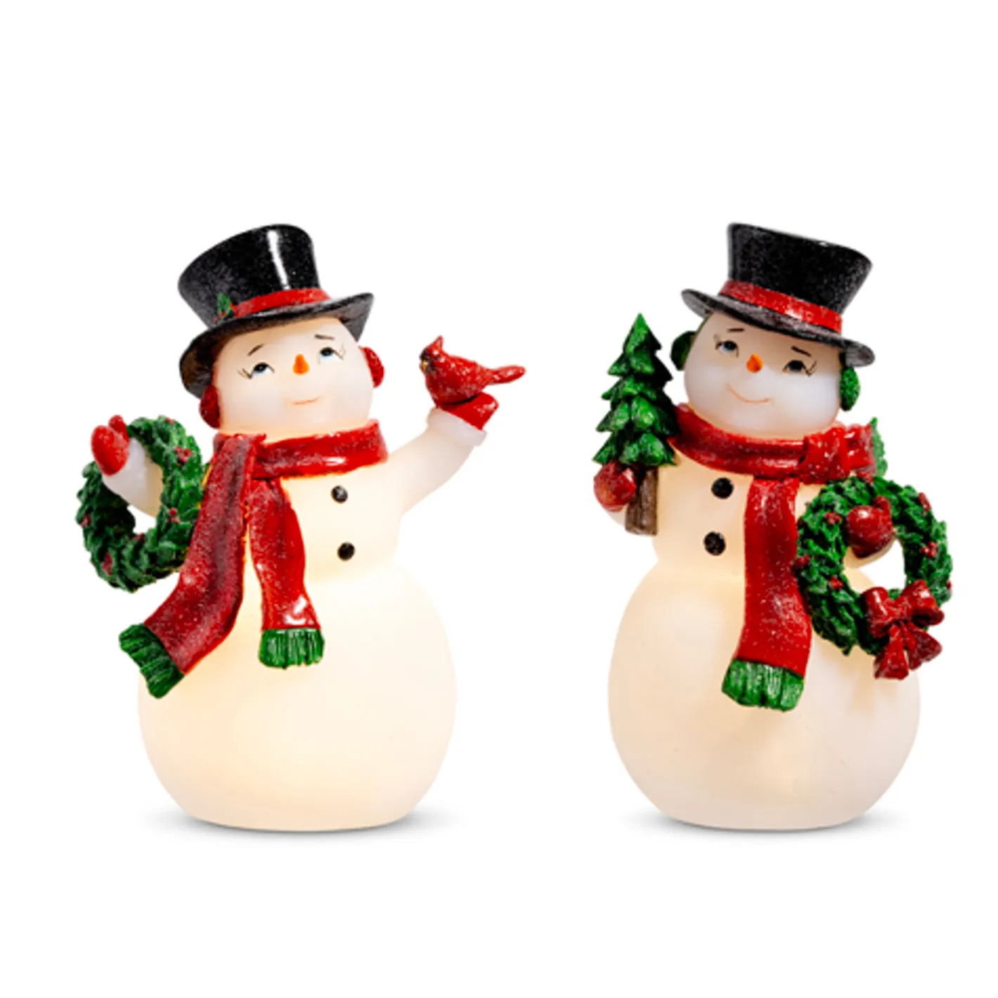Raz Imports Raz 8" Lighted Retro Snowmen Set of 2 Christmas Figures 4412156 Sale