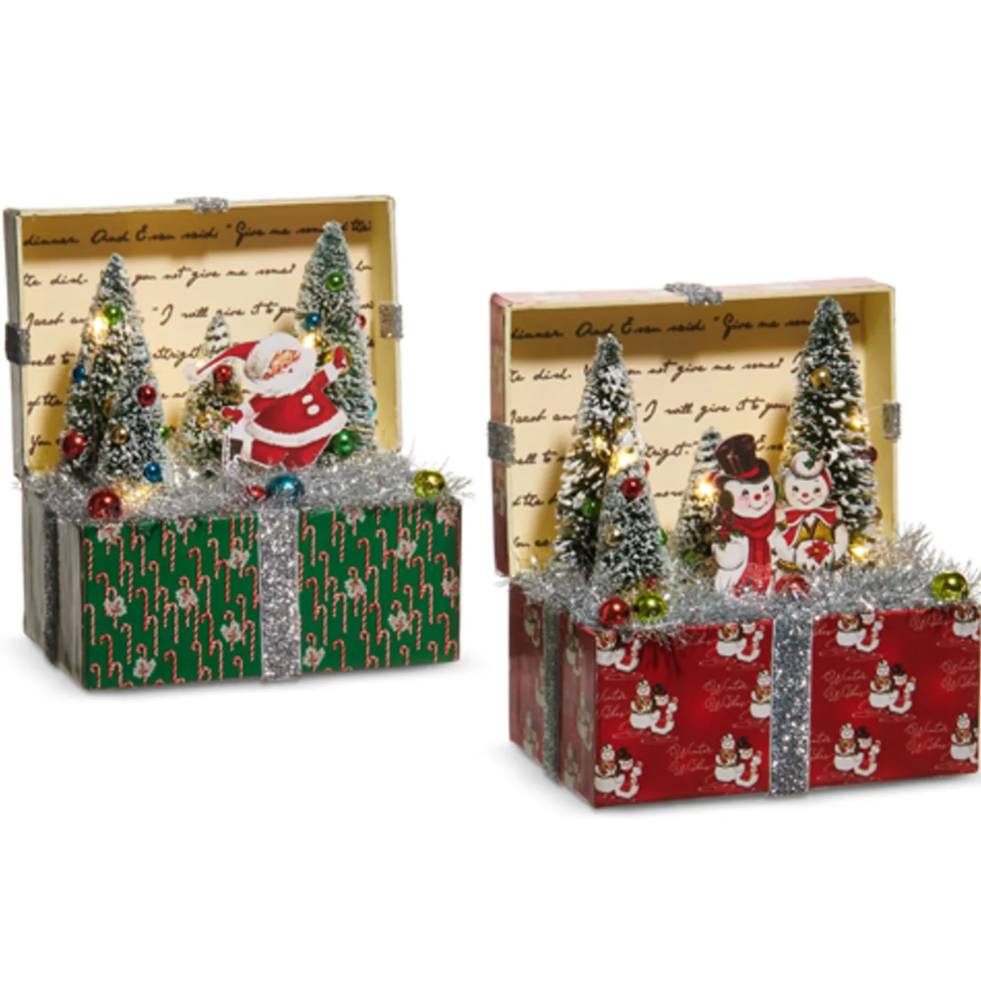 Raz Imports Raz 7" Lighted The Magic of Christmas Vignette Vintage Present Figure 4519124 New