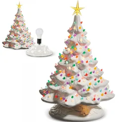 Raz Imports Raz 16.5" Lighted Vintage White Ceramic Christmas Tree Decoration 4519222 New