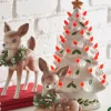 Raz Imports Raz 13" Lighted Vintage White Ceramic Christmas Tree with Holly and Red Bulbs 4419049 Discount