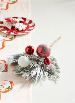 Raz Imports Raz 20" Mixed Greenery and Red and White Ornament Pick Christmas Tree Accessory F4309875 New