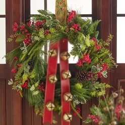 Raz Imports Raz 30" Mixed Greenery with Pinecone and Berry Wreath W4111581 Clearance