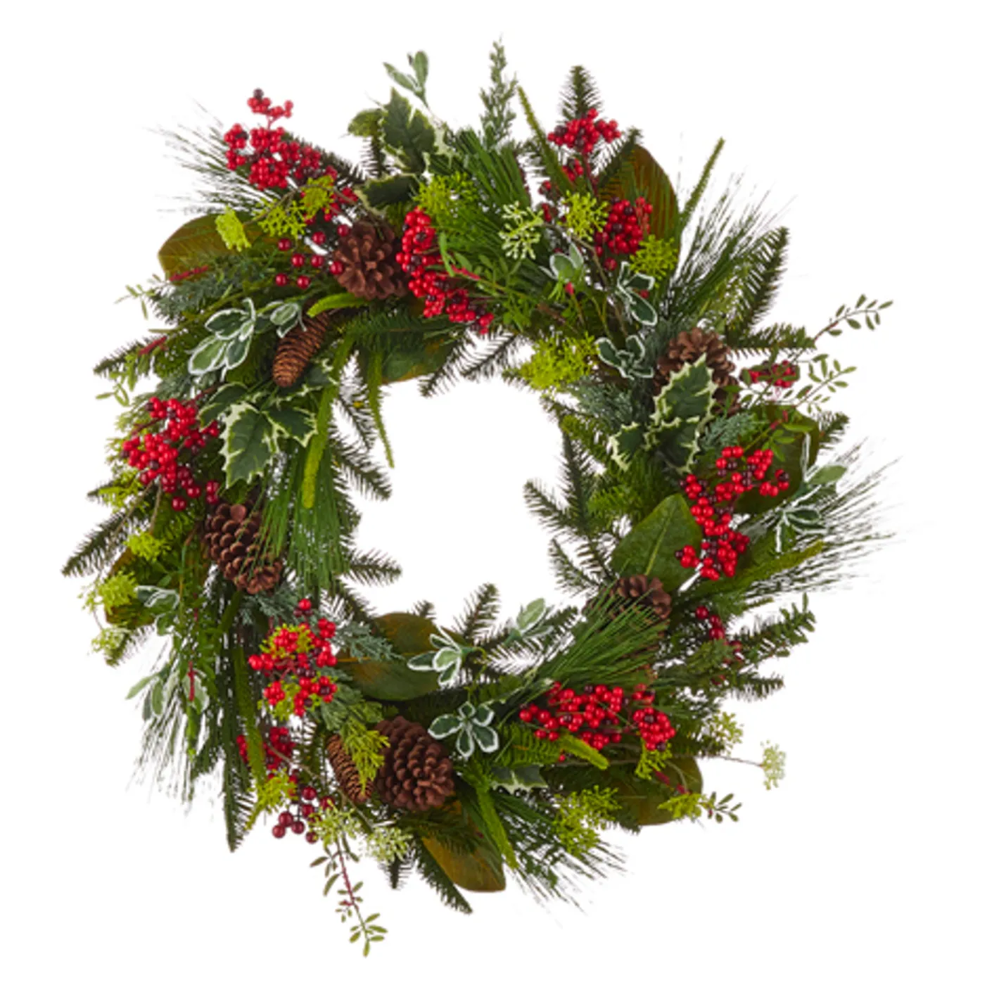 Raz Imports Raz 30" Mixed Greenery with Pinecone and Berry Wreath W4111581 Clearance
