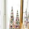 Raz Imports Raz 18" Multicolor Jeweled Brooch Cone Christmas Trees Set of 2 4513511 Clearance