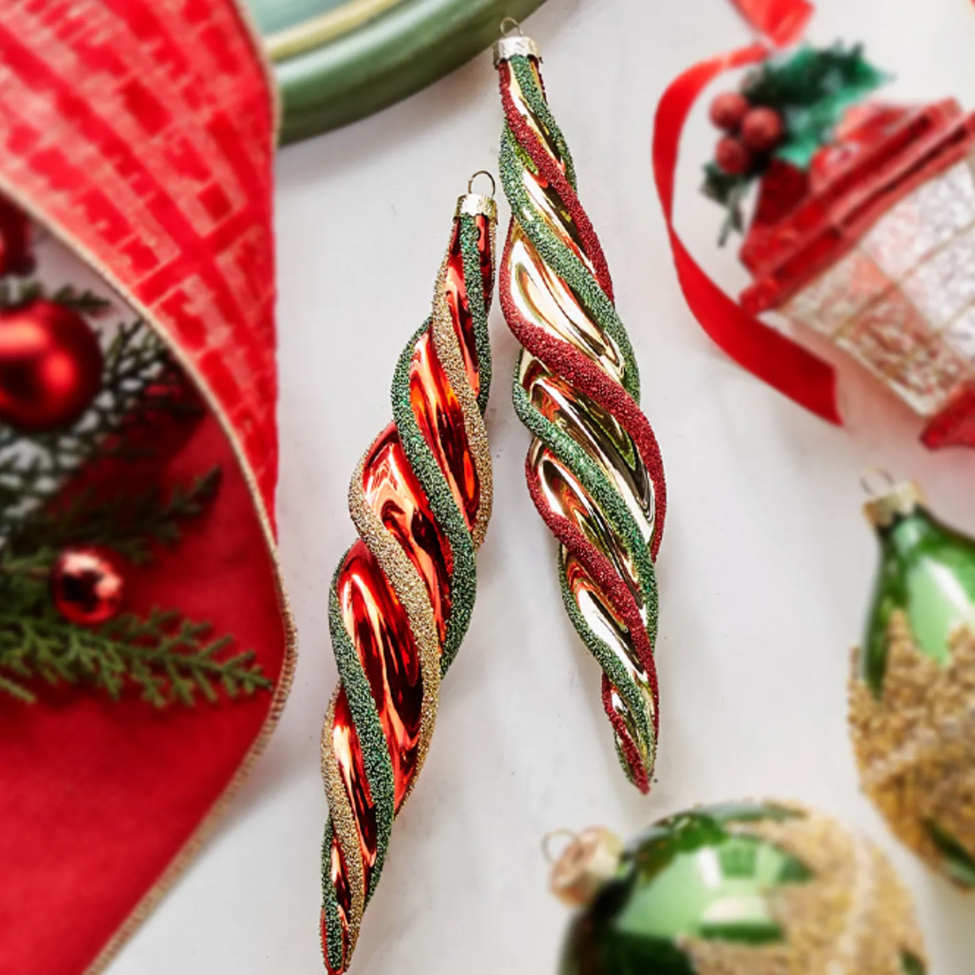 Raz Imports Raz 9.5" Multicolor Swirl Glass Christmas Ornament 4322847 New