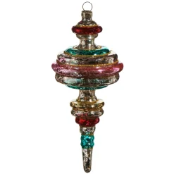 Raz Imports Raz 7" Multicolor Vintage Finial Glass Christmas Ornament 4524908 Outlet