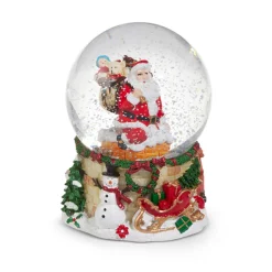 Raz Imports Raz 5.5" Musical Santa Out Of The Chimney Water Globe 4571358 New