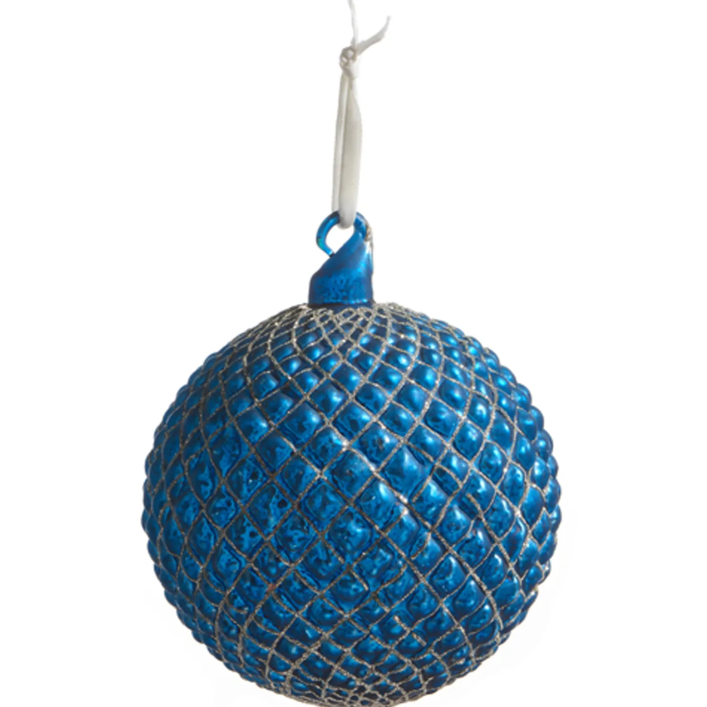 Raz Imports Raz 4" or 6" Cobalt Blue Quilted Ball Glass Christmas Ornament Outlet