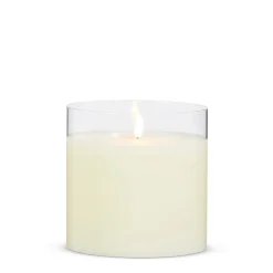 Raz Imports Raz 6" or 8" Ivory Pillar Battery Operated Flickering Candle In Clear Glass Best