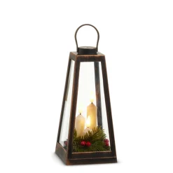 Raz Imports Raz 9.25" or 12" Lantern with Candles and Greenery Discount