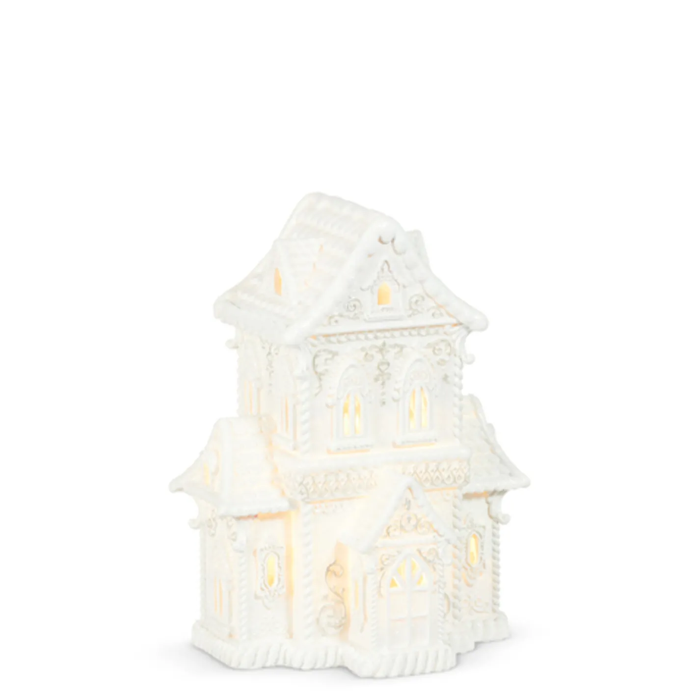 Raz Imports Raz 12" or 13.5" LED Lighted White House with Pearls Gingerbread Houses Best
