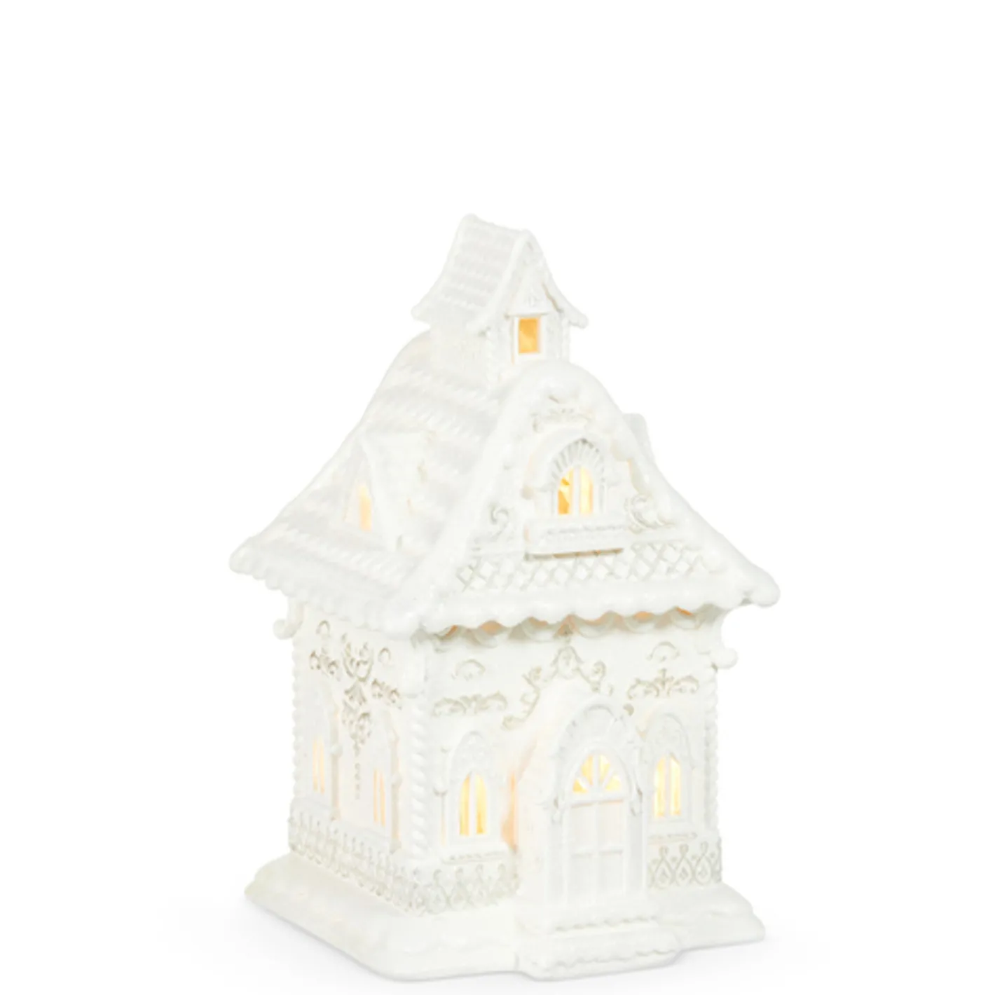 Raz Imports Raz 12" or 13.5" LED Lighted White House with Pearls Gingerbread Houses Best