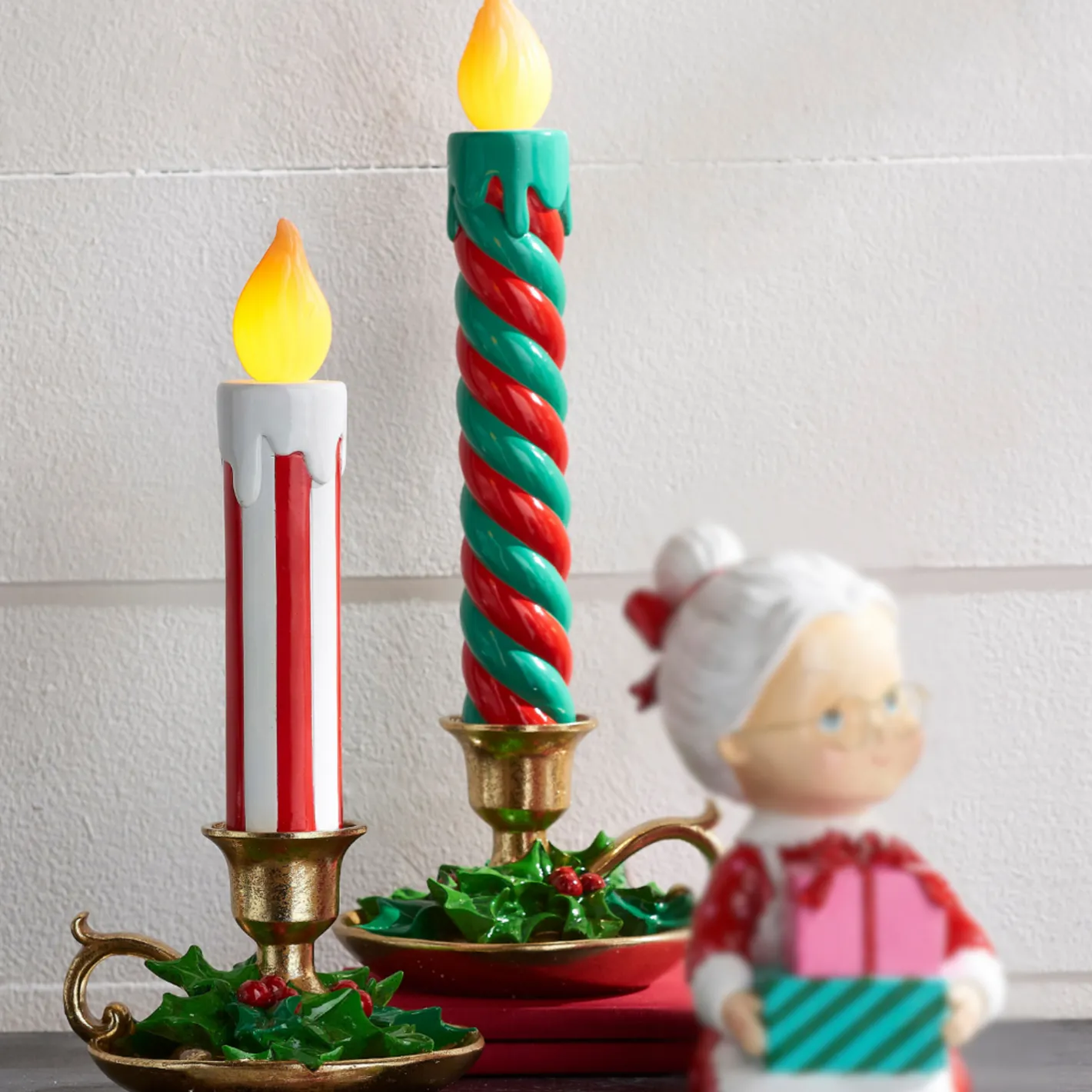 Raz Imports Raz 14.5" or 17.5" Multicolor Lighted Striped Christmas Candles Decoration Sale