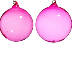 Raz Imports Raz 4" or 5" Pink Sheer Blown Glass Ball Christmas Ornament