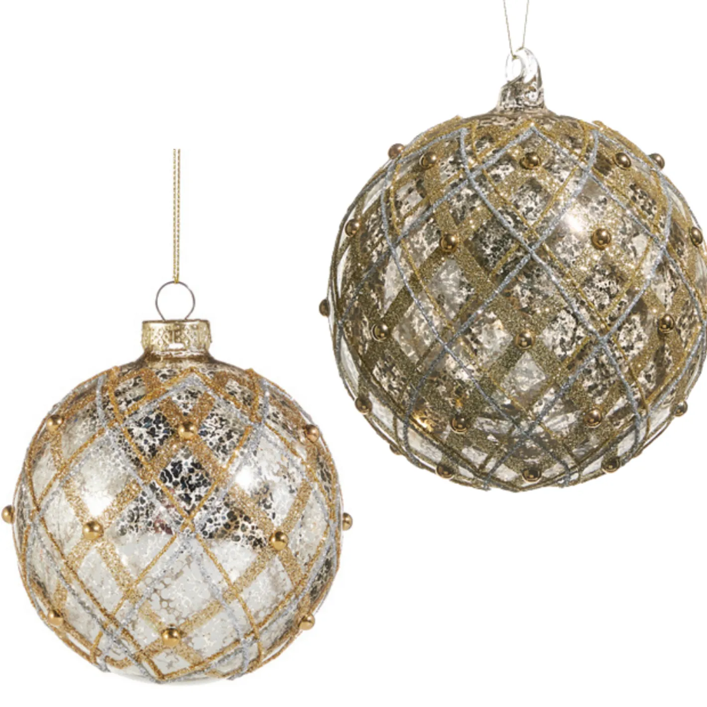 Raz Imports Raz 4" or 6" Silver and Gold Mercury Glass Ball Christmas Ornament Online