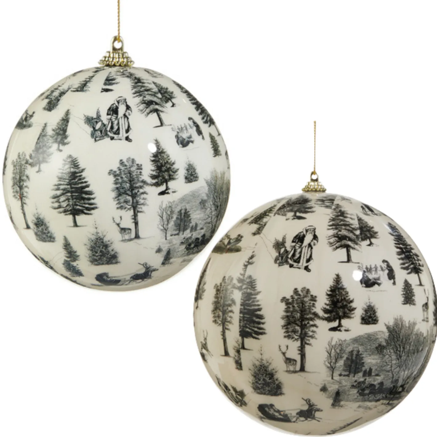 Raz Imports Raz 4" or 6" Through The Woods Black and White Christmas Ball Ornament Sale