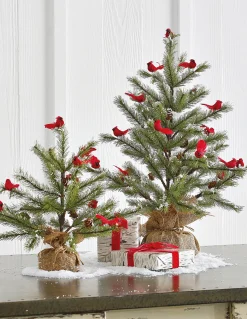 Raz Imports Raz 14.25" or 16" Tree with Cardinals in Burlap Bag Christmas Decoration Clearance