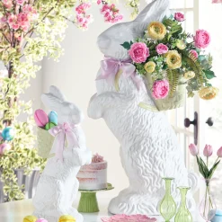 Raz Imports Raz 21" or 35" White Bunny with a Basket Backpack Easter Figure Decoration Discount