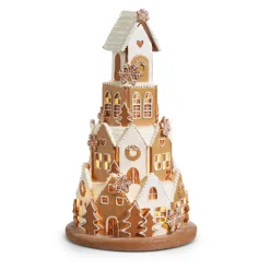 Raz Imports Raz 8.5" or 16" White Icing Lighted Round Christmas Gingerbread House Decoration