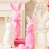 Raz Imports Raz 12" or 16" White or Pink Iridescent Flocked Easter Bunny Figures