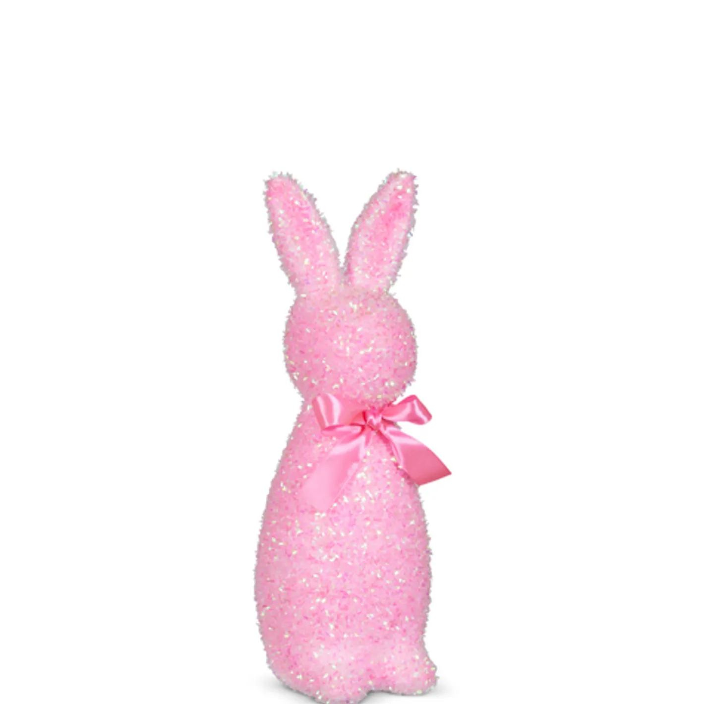 Raz Imports Raz 12" or 16" White or Pink Iridescent Flocked Easter Bunny Figures