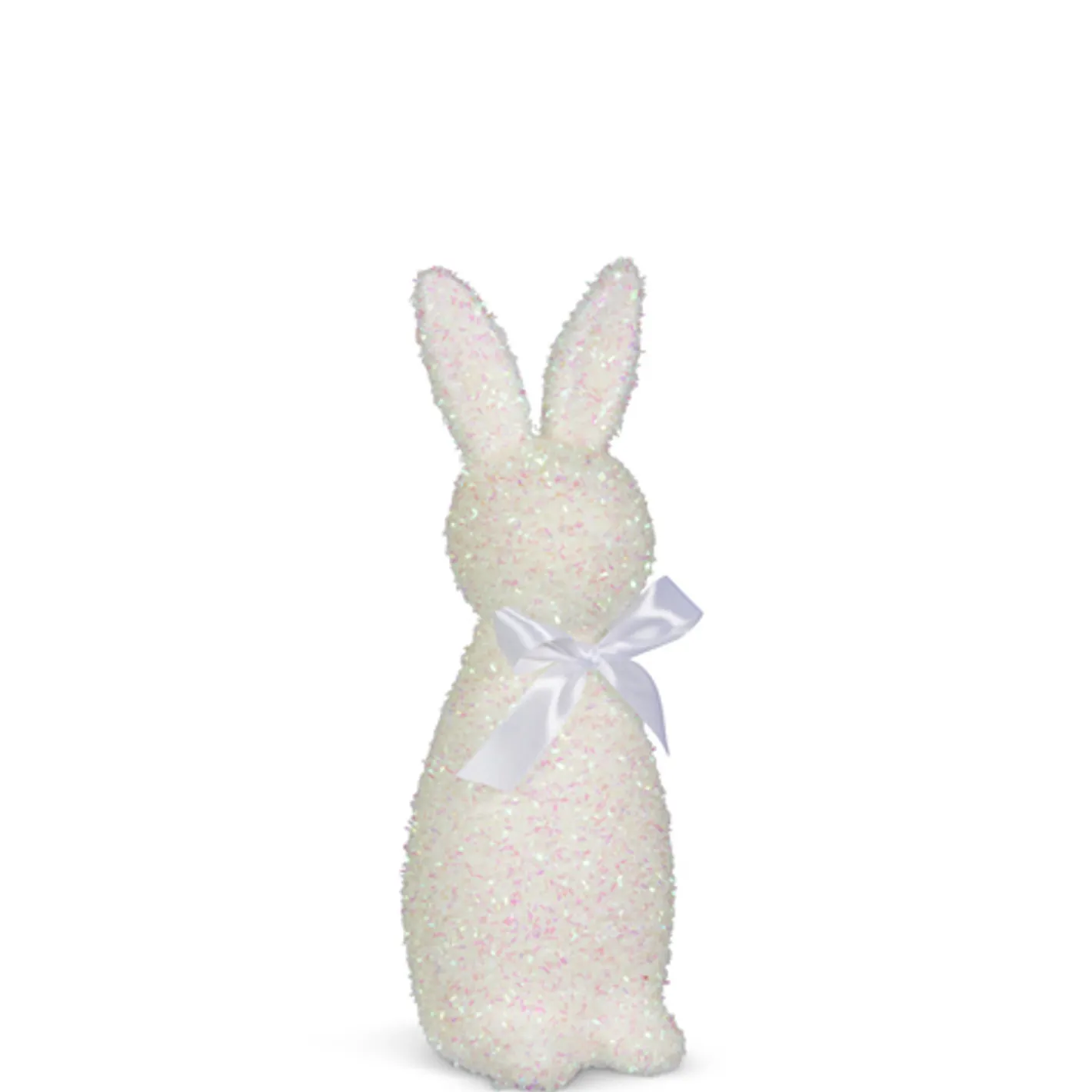 Raz Imports Raz 12" or 16" White or Pink Iridescent Flocked Easter Bunny Figures