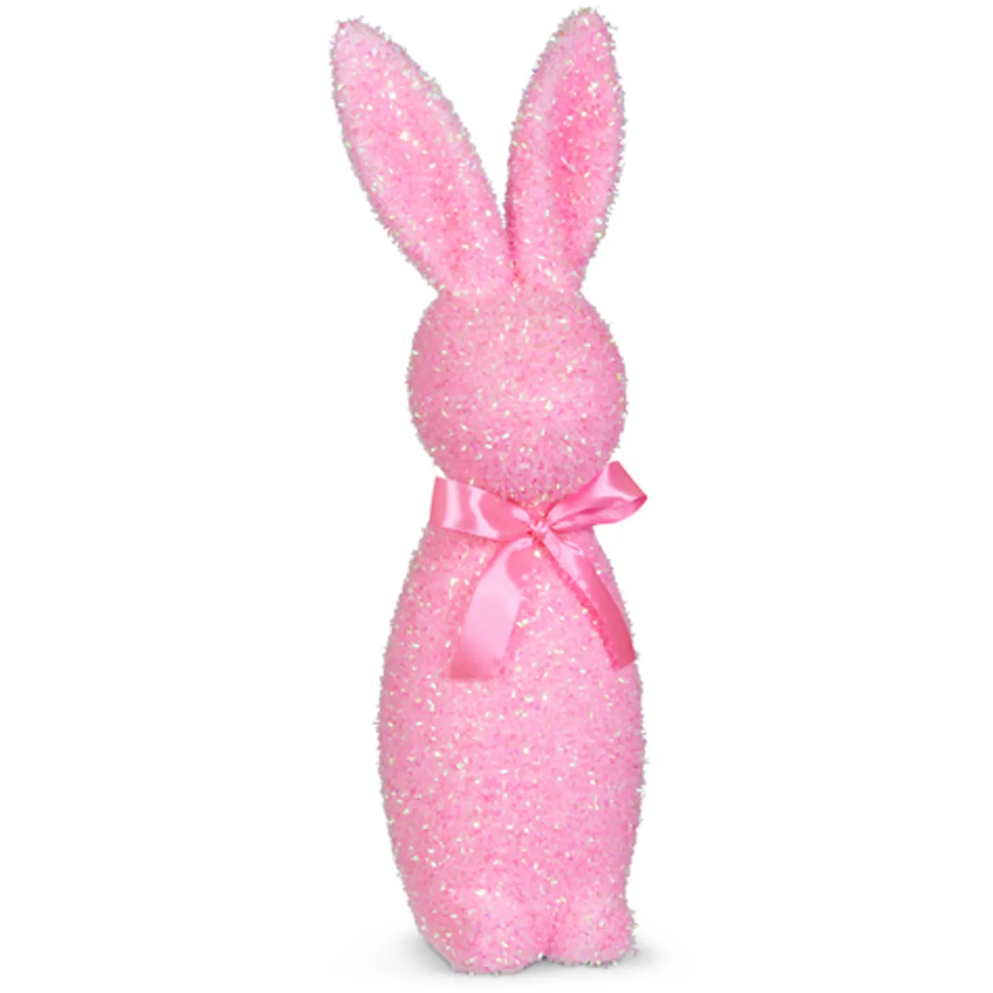 Raz Imports Raz 12" or 16" White or Pink Iridescent Flocked Easter Bunny Figures