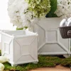 Raz Imports Raz 6 or 8.5" White Square Ceramic Bamboo Planter Sale
