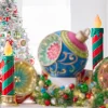 Raz Imports Raz 29" or 38"Large Red and Green Striped Lighted Candle Christmas Decoration