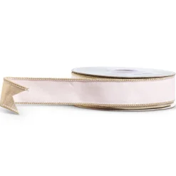 Raz Imports Raz 1.5" Pale Pink with Gold Trim Wired Christmas Ribbon R4427748 Sale