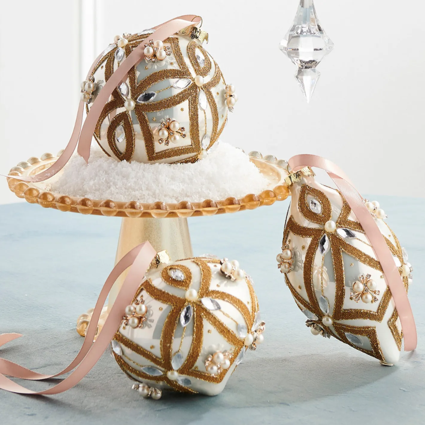 Raz Imports Raz 4" Pearl Embellished Glass Christmas Ornament 4523157 Online