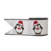 Raz Imports Raz 4" Penguin Embroidered Wired Christmas Ribbon R4171870