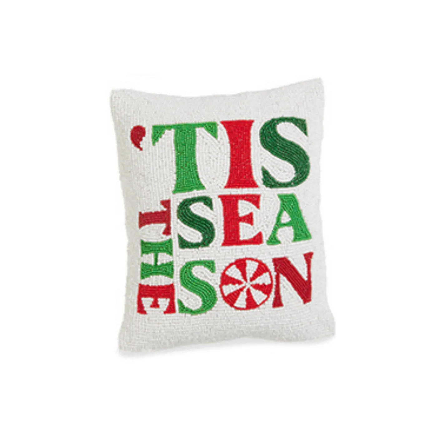 Raz Imports Raz 10" Peppermint Merrymaking Beaded Christmas Pillow 4556028 Discount