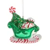 Raz Imports Raz 4.5" Peppermint Sleigh Glass Christmas Ornament 4524842 Best