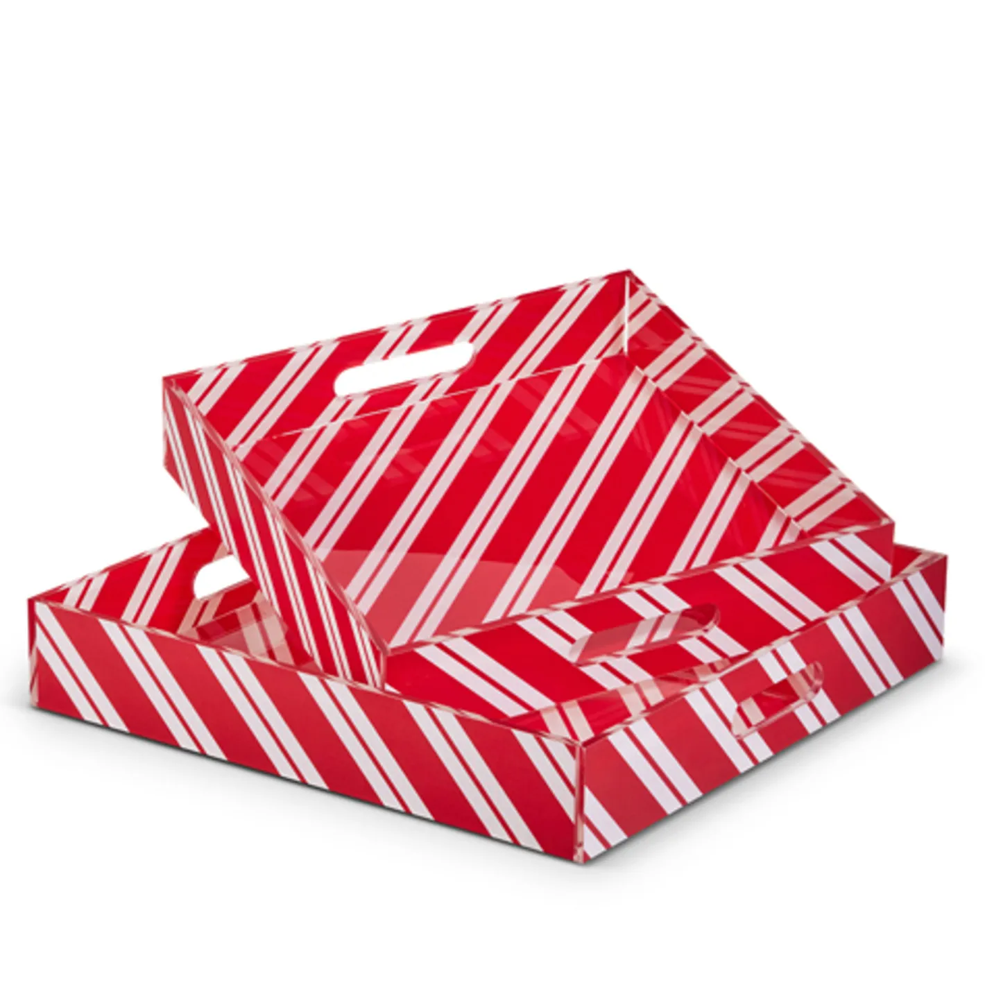 Raz Imports Raz 14" Peppermint Striped Trays Christmas Decoration 4536649 Discount