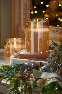 Raz Imports Raz 6" Pillar Battery Operated Flickering Candle In Gold Glass Clearance