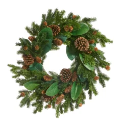 Raz Imports Raz 28" Pine and Magnolia Leaf Christmas Wreath W4511731 Sale