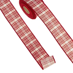 Raz Imports Raz 2.5" Pink and Red Plaid Wired Christmas Ribbon R4371767 Sale
