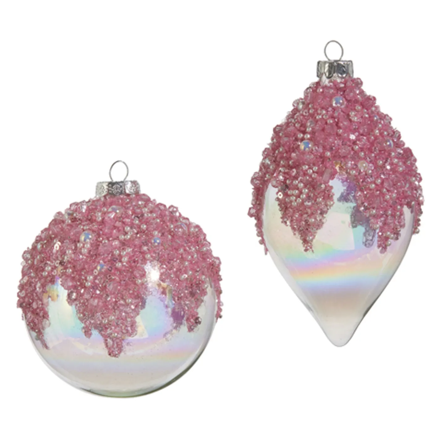 Raz Imports Raz 4" Pink Beaded Iridescent Glass Christmas Ornament 4422913 Discount