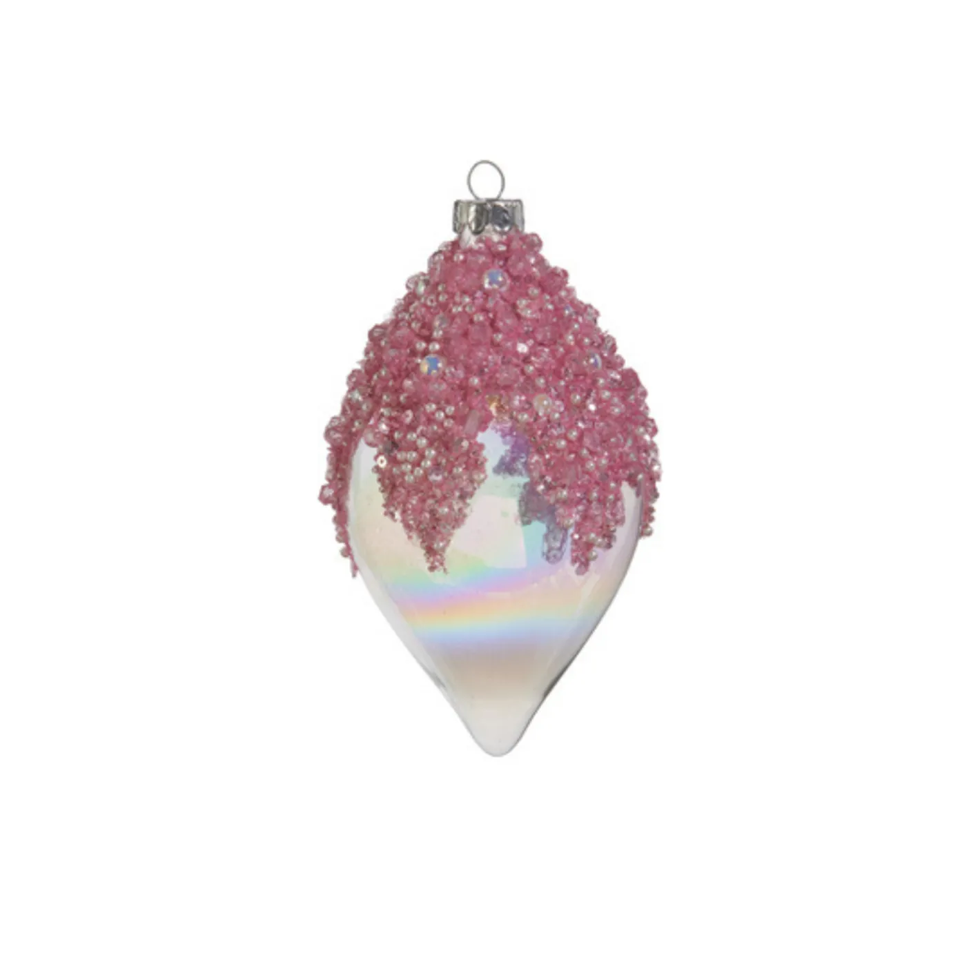Raz Imports Raz 4" Pink Beaded Iridescent Glass Christmas Ornament 4422913 Discount