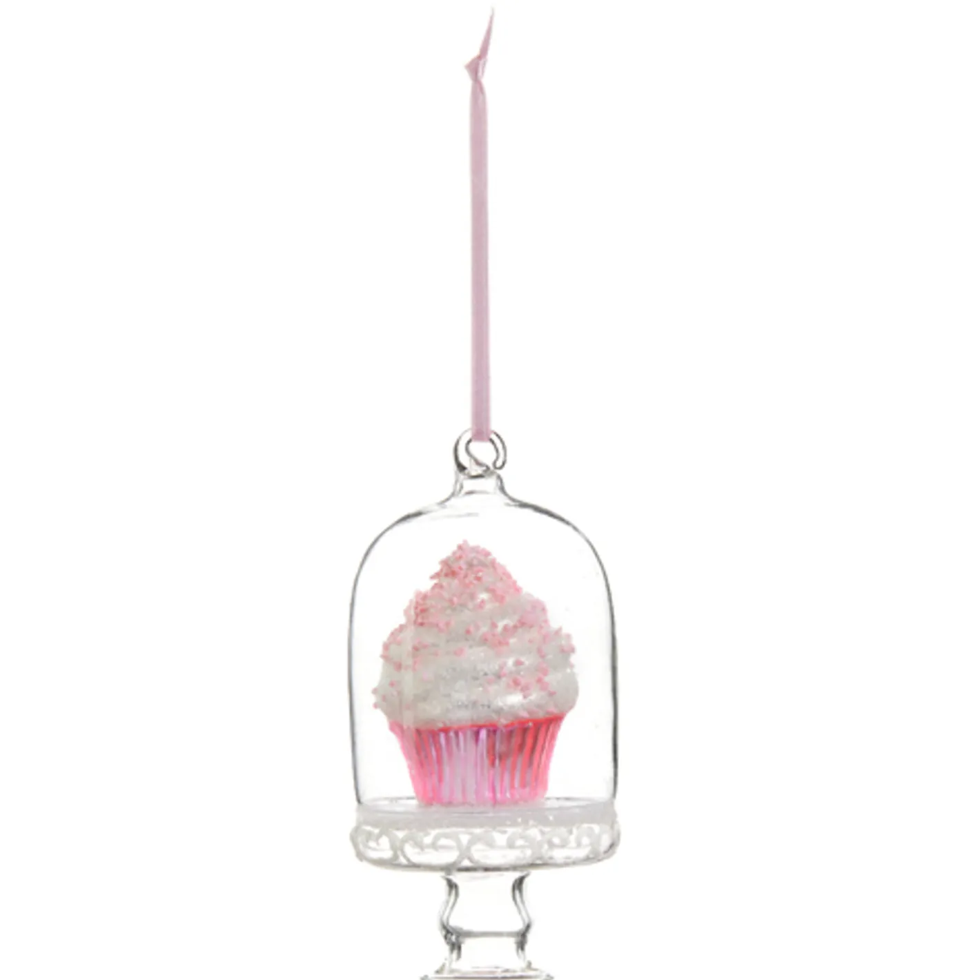 Raz Imports Raz 4" Pink Cupcake in Cloche Glass Christmas Ornament 4452863 Hot