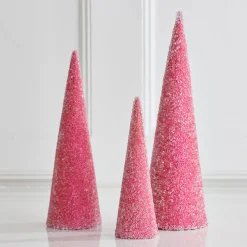 Raz Imports Raz 18.5" Pink Glittered Cone Tree Christmas Decoration 4554035