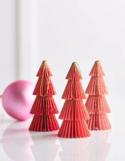 Raz Imports Raz 6" Pink Paper Christmas Tree Ornaments Set of 3 4416376 New