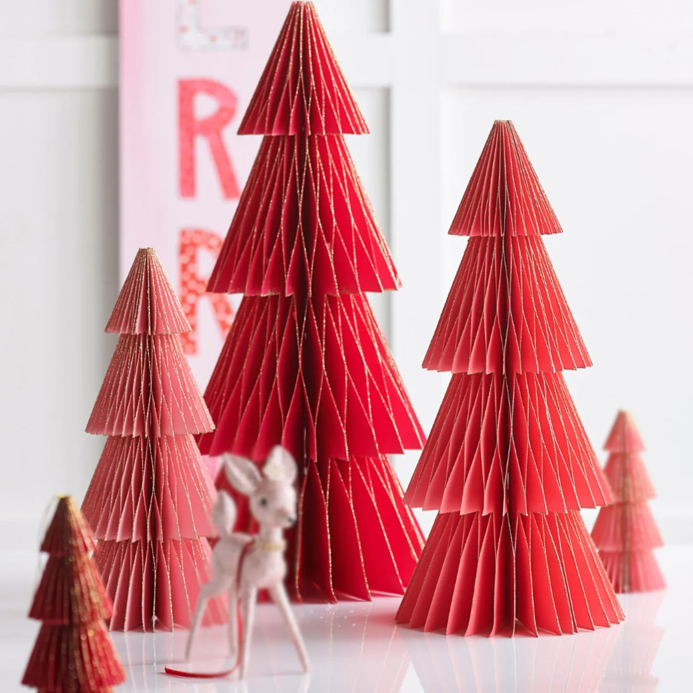Raz Imports Raz 20" Pink Paper Trees Christmas Decoration 4416373 New